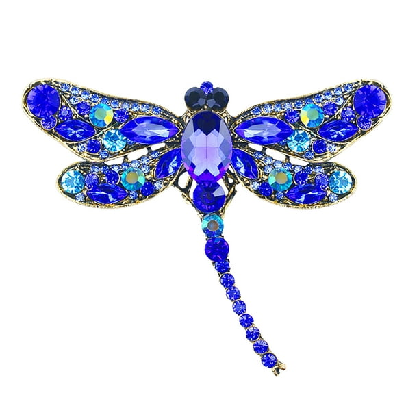 Women Retro Crystal Dragonfly Necklace/Brooch Pin Pendant Long Chain Jewelry Hot